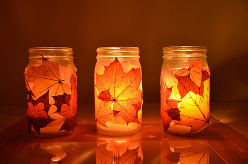 Three Jars with Leaves