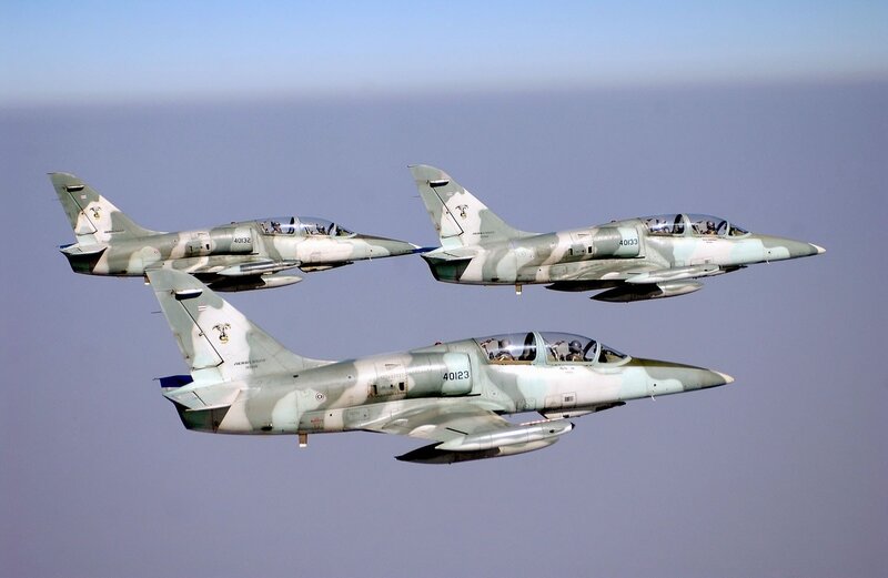 Three jets in formation flight