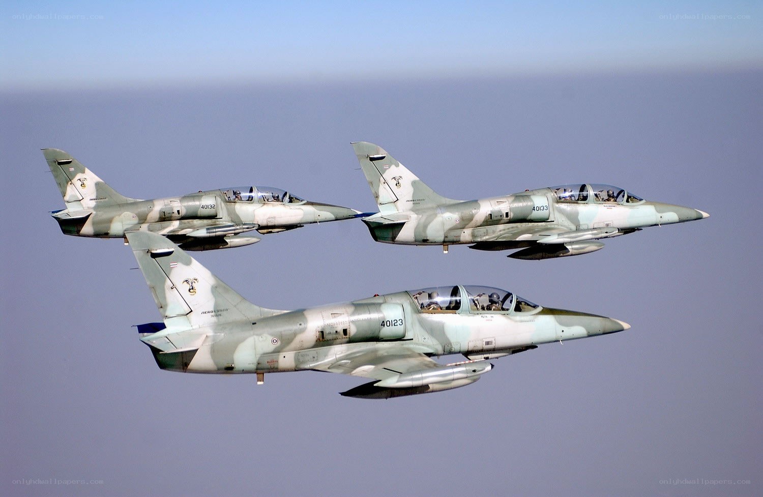 Three jets in formation flight