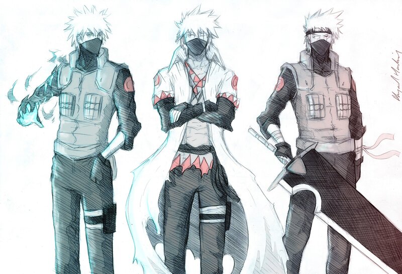 Three Kakashi Hatake poses