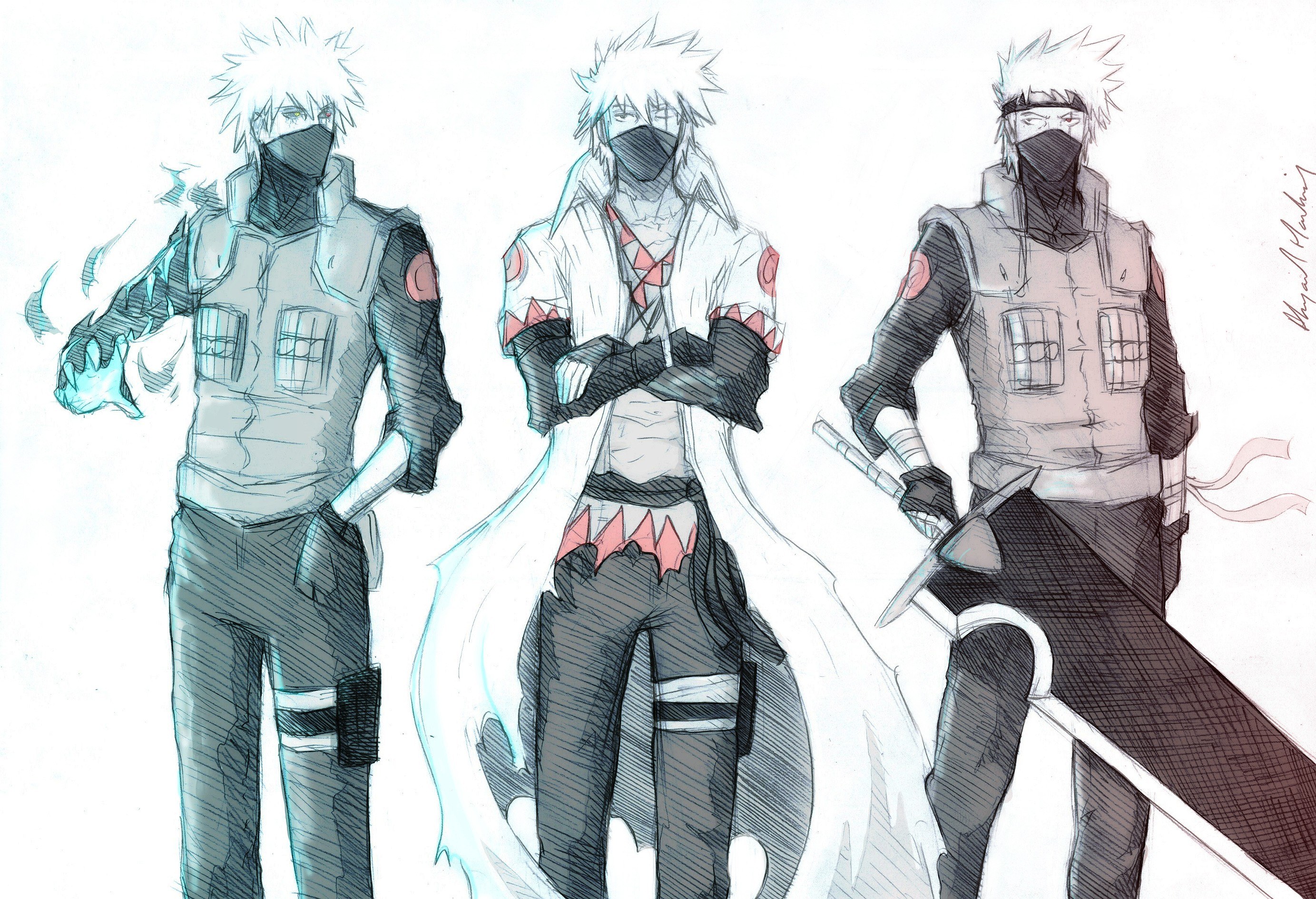 Three Kakashi Hatake poses