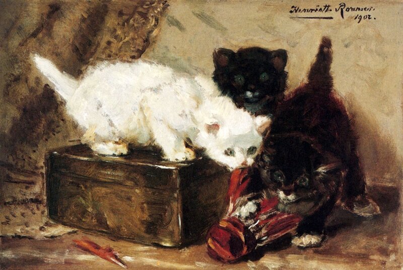 Three Kittens Playing — Brown