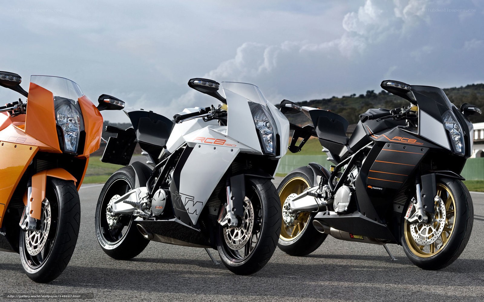 Three KTM RC8 motorcycles