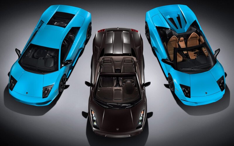 Three Lamborghini sports cars