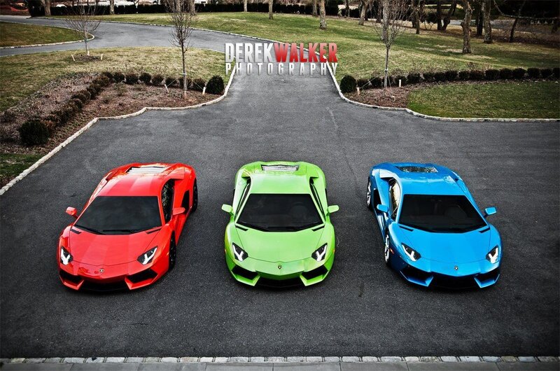 Three Lamborghini sports cars