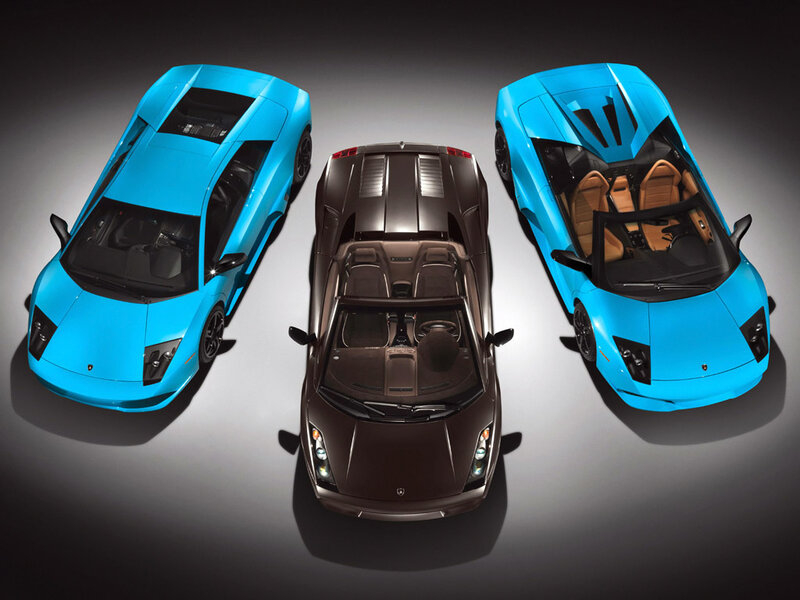 Three Lamborghini Sports Cars — Blue