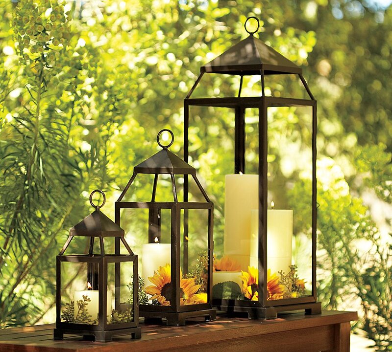 Three Lanterns with Candles — Black