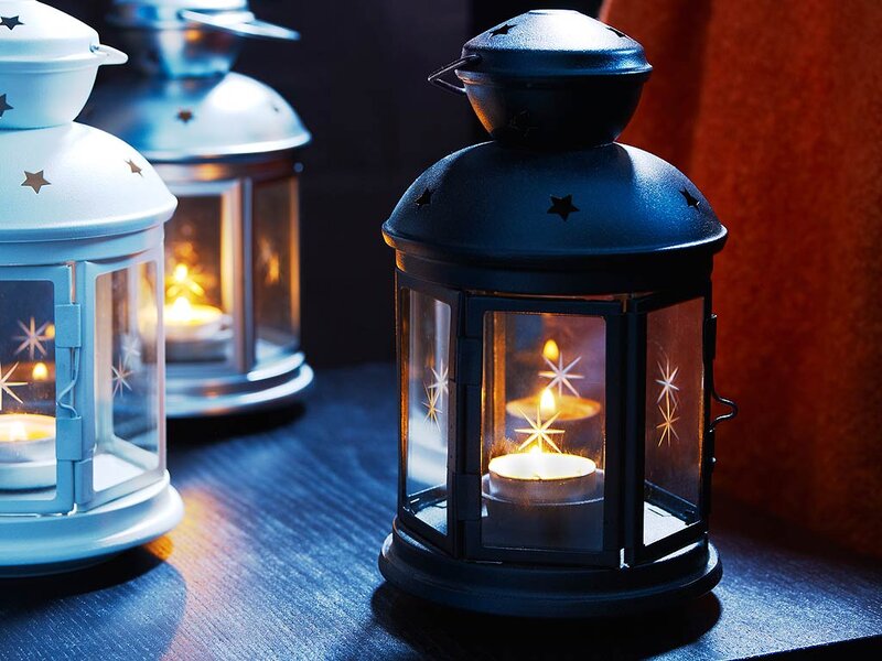 Three Lanterns with Candles