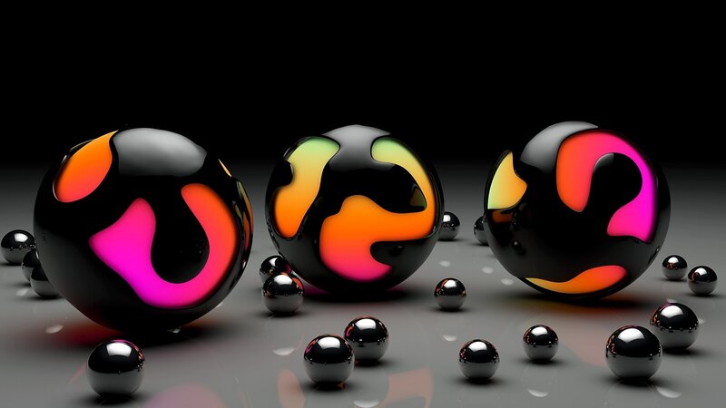 Three Large Glowing Spheres