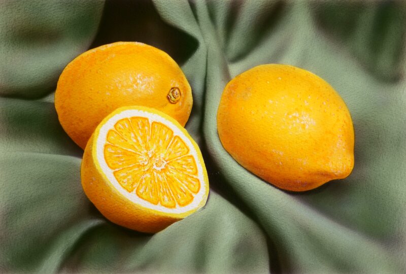 Three Lemons on Fabric