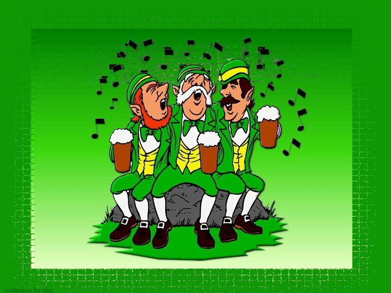 Three leprechauns singing