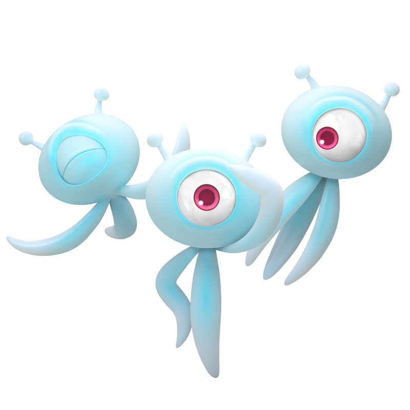 three light-blue alien creatures