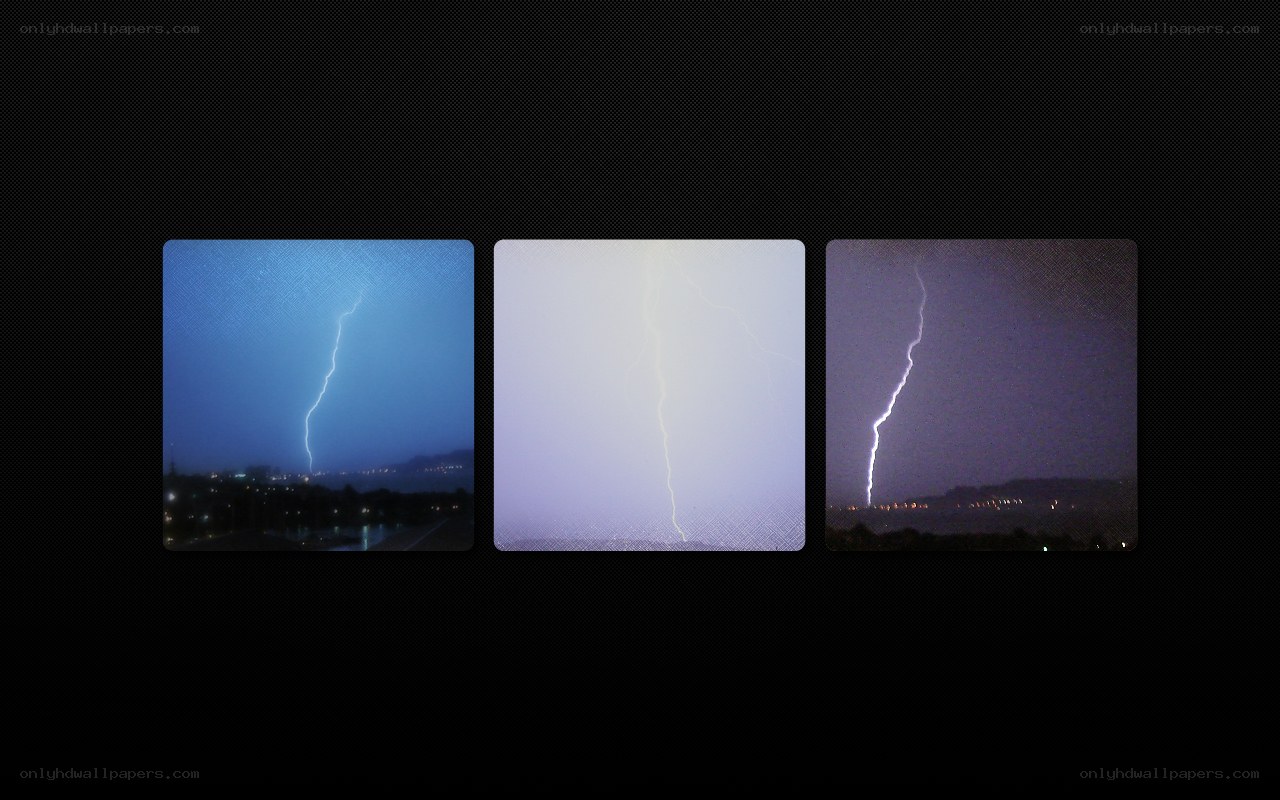 Three lightning strikes at night