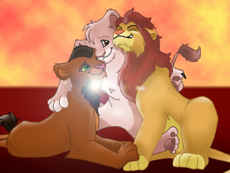 Three Lion Cubs Hugging