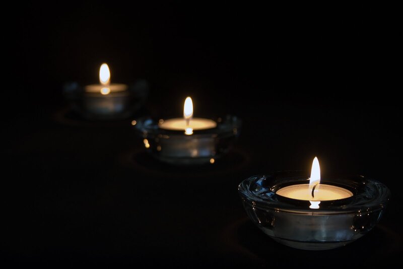 Three Lit Candles — Black, Calm, Night, Photograph, Flames