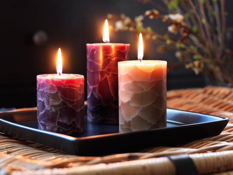 Three Lit Candles — Black, Calm, Night, Photograph, Tray
