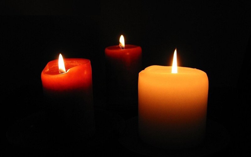 Three Lit Candles — Black, Calm