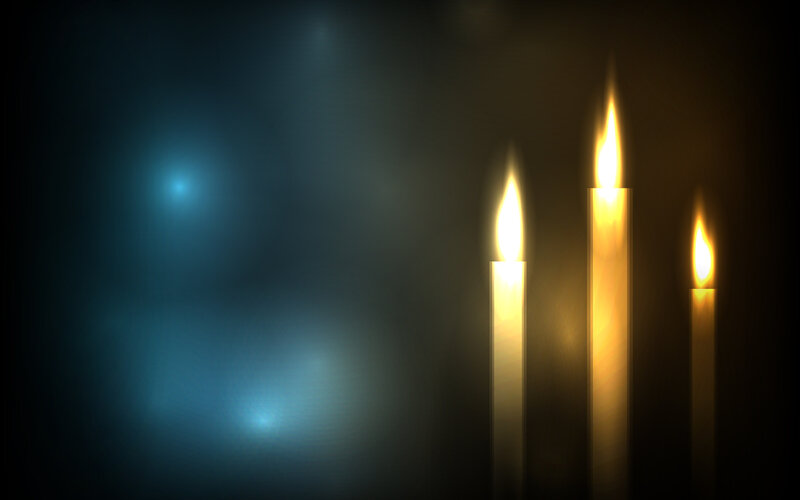 Three Lit Candles — Black, Dramatic, Night, Digital Art