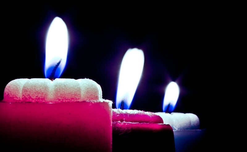Three Lit Candles — Black, Dramatic, Night