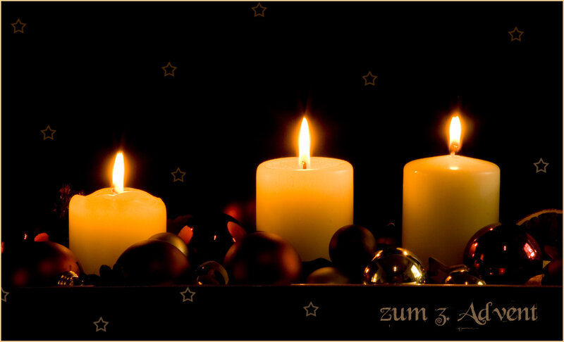 Three Lit Candles — Black, Festive