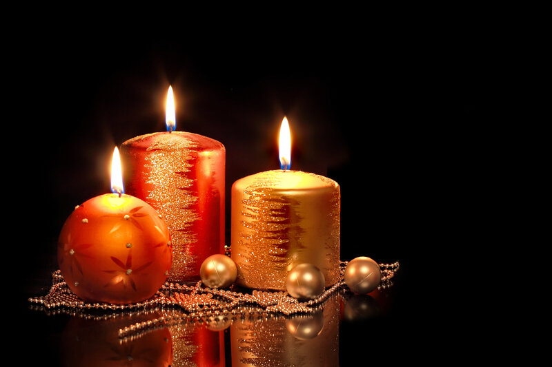 Three Lit Candles — Red, Dramatic