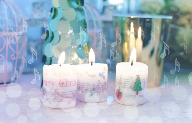 Three Lit Candles — White, Festive