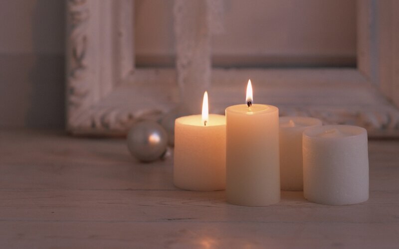 Three Lit Candles — White