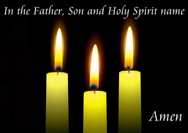 Three Lit Candles — Yellow, Serene