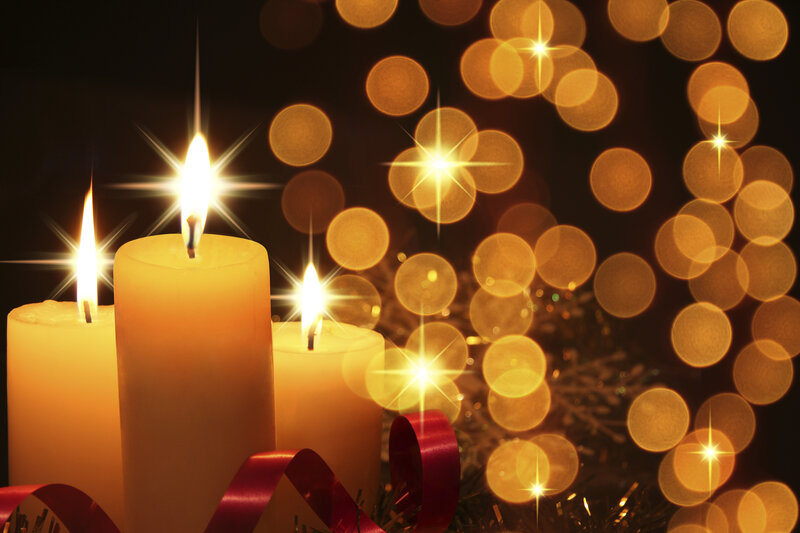 Three Lit Candles — Yellow, Warm, Night