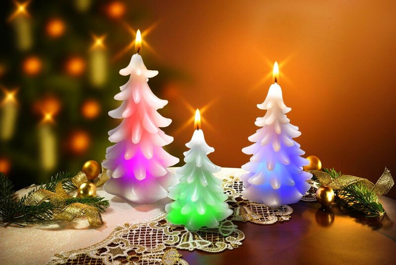 Three Lit Christmas Candles