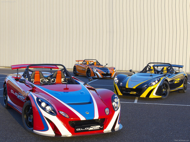 Three Lotus Elise cars in a row