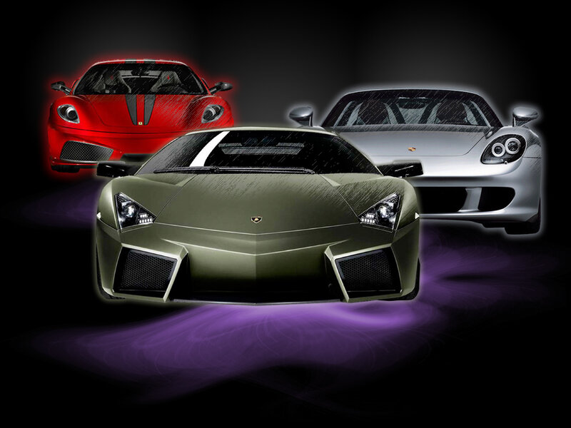 three luxury sports cars