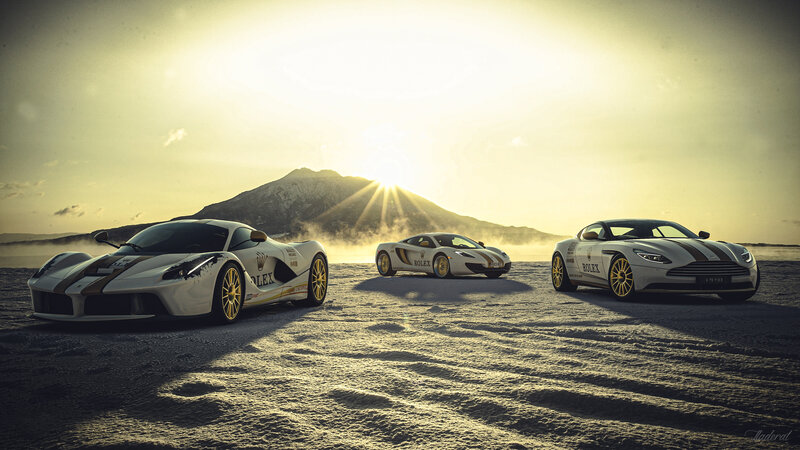 Three Luxury Sports Cars — White