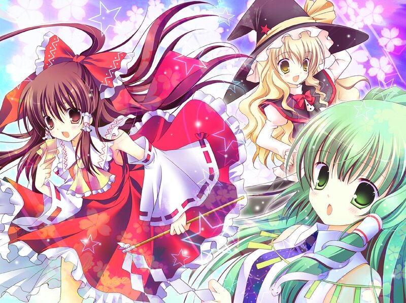 three magical girls in a fantasy scene