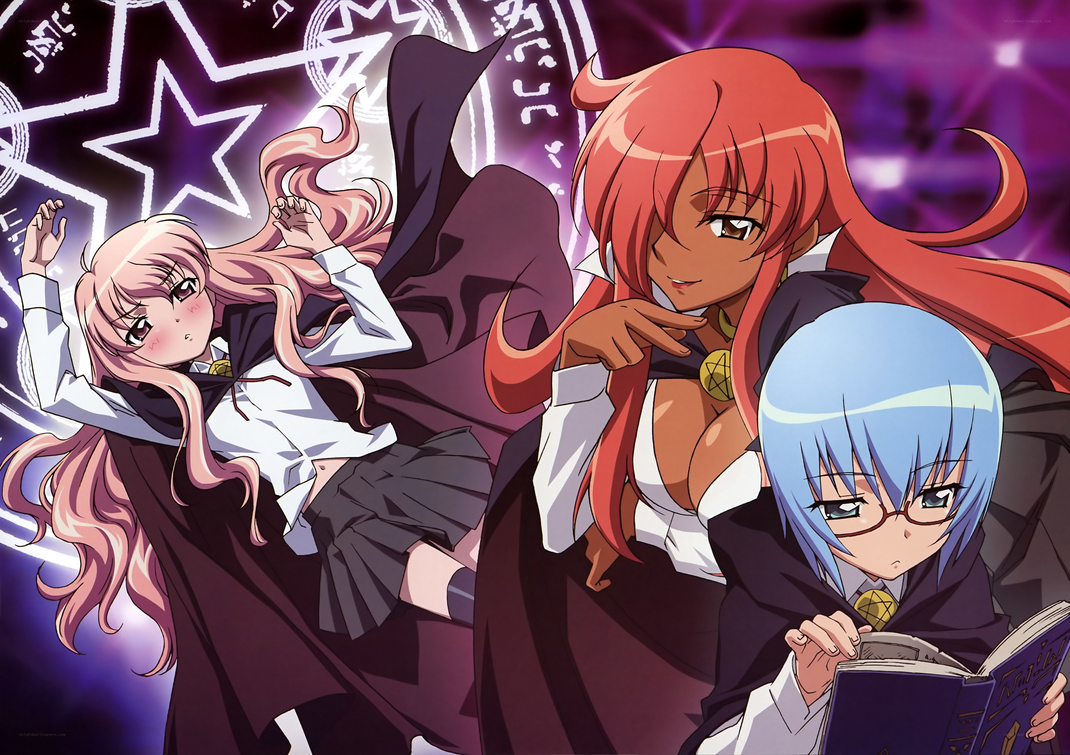 Three magical girls in action