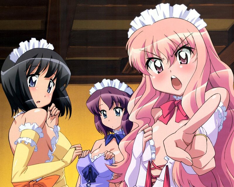 Three maids in colorful outfits