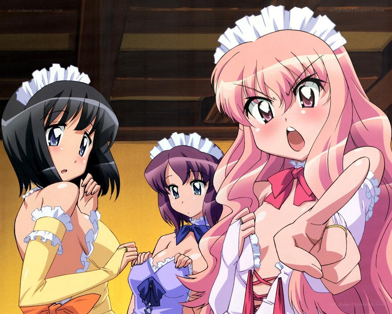 Three maids in colorful outfits