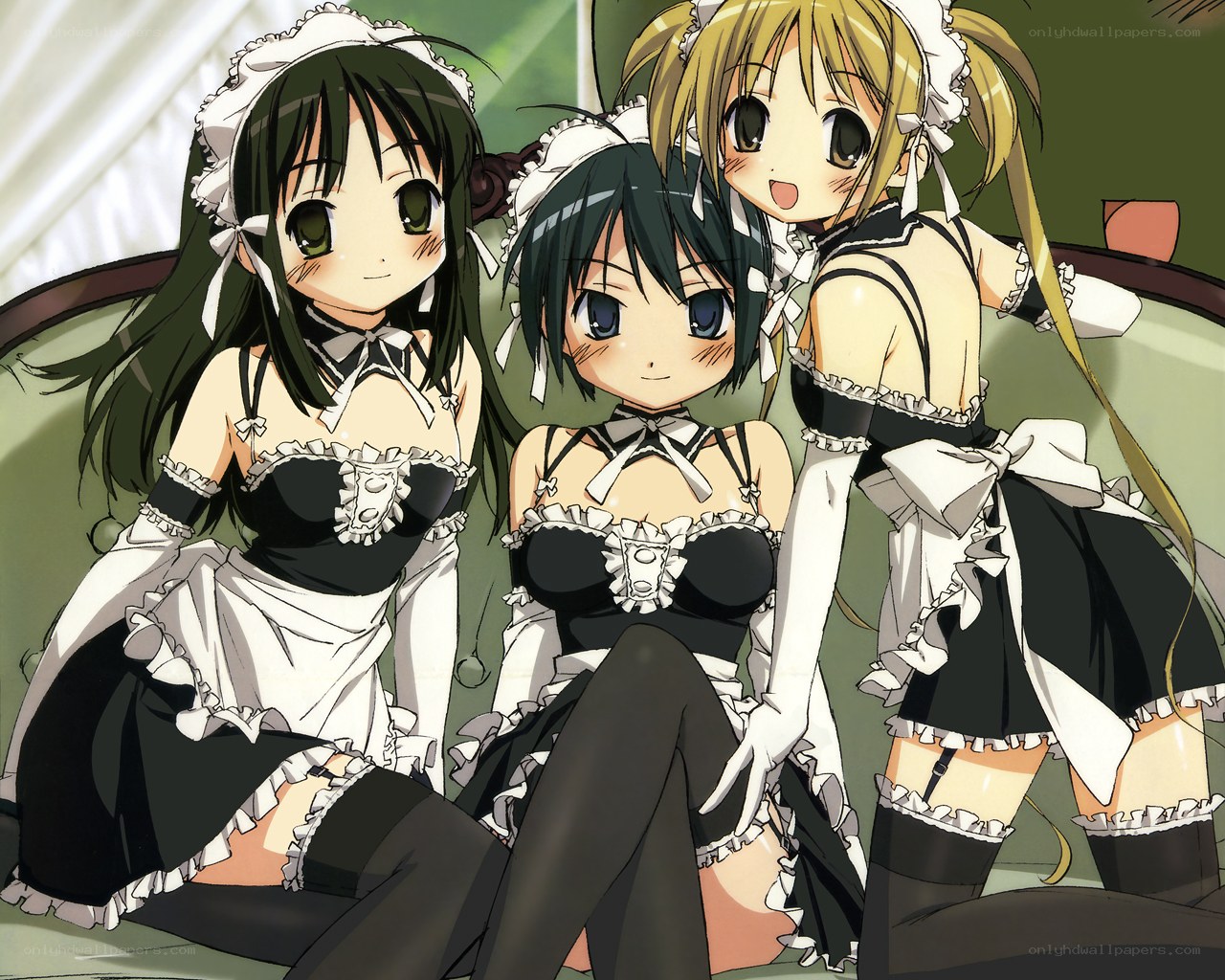 three maids in uniform