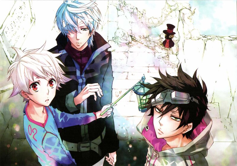 Three Male Anime Characters — Blue, Dramatic
