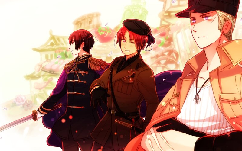 Three Male Anime Characters — Red