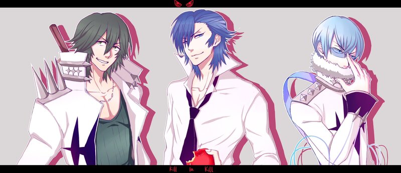 Three Male Anime Characters — White, Dramatic
