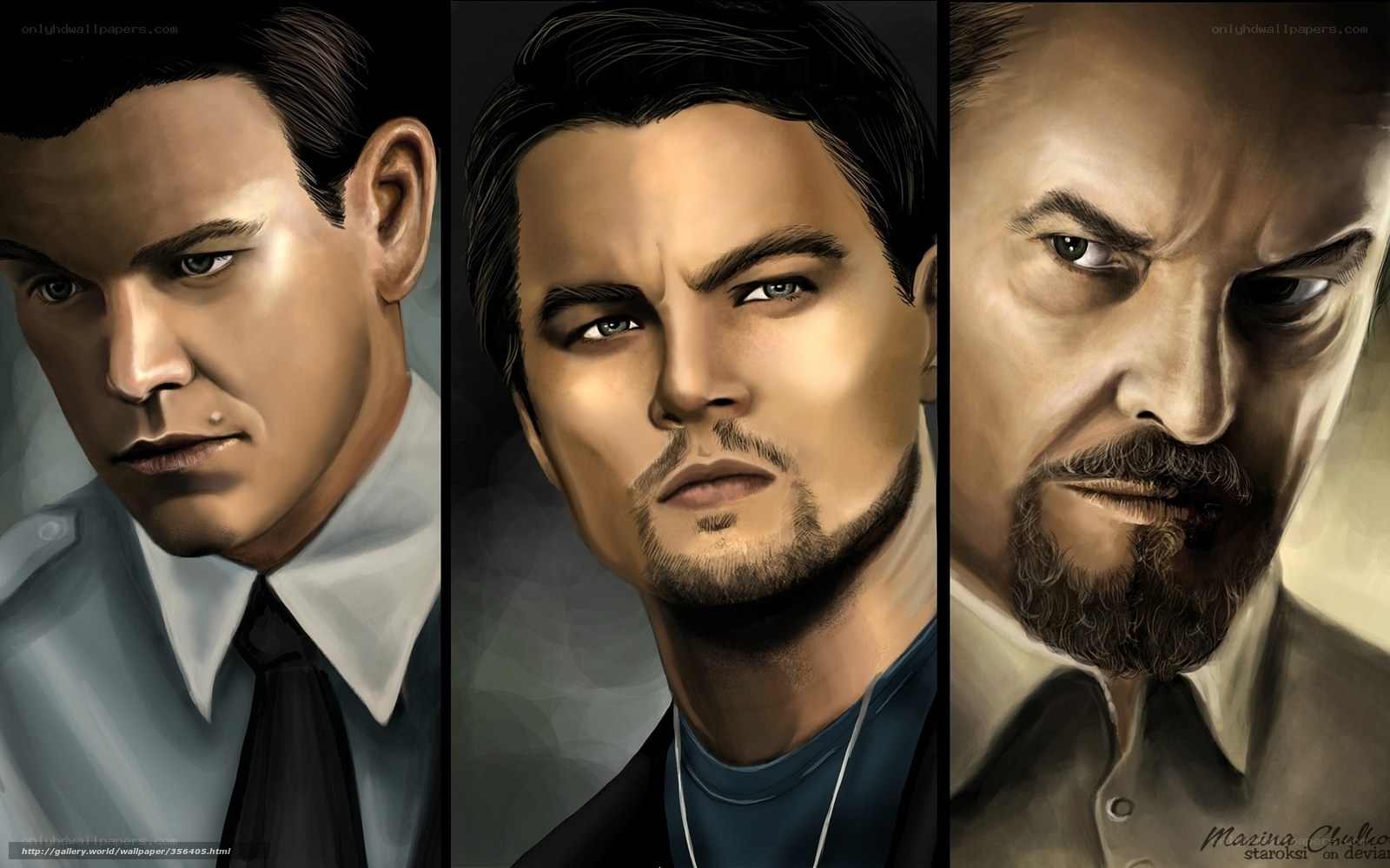 three male character portraits