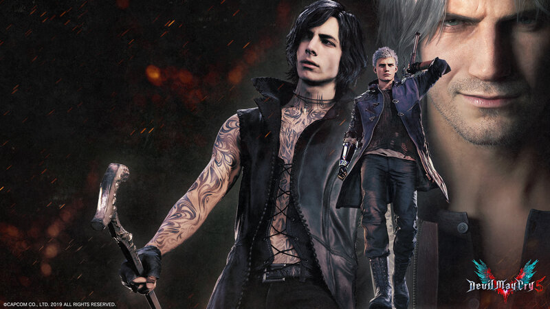 Three Male Characters — Black, Dramatic, Digital Art, Tattoos