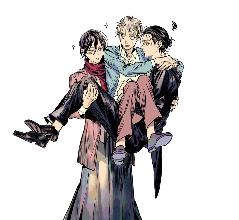 Three Male Characters — Black, Dramatic, Manga