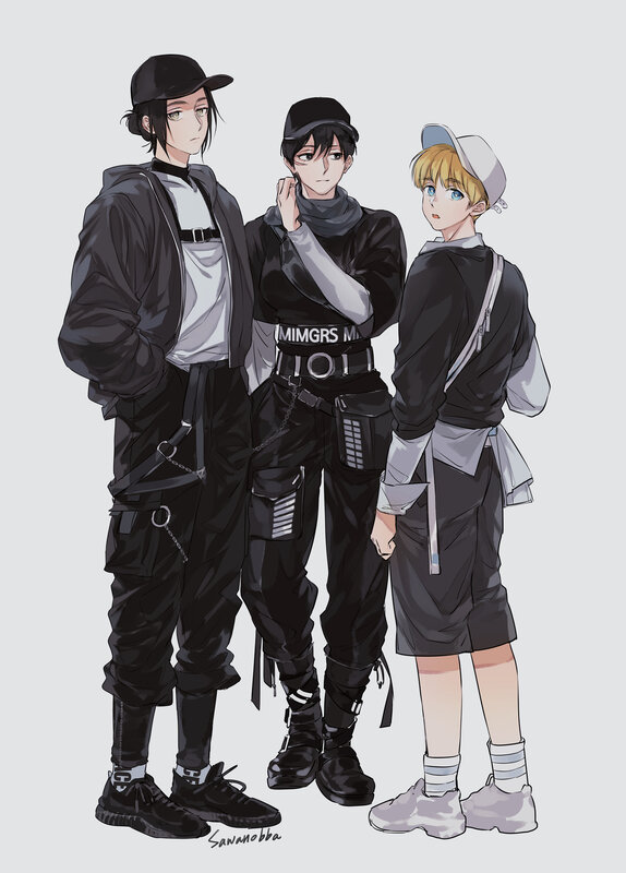 Three Male Characters — Black, Neutral