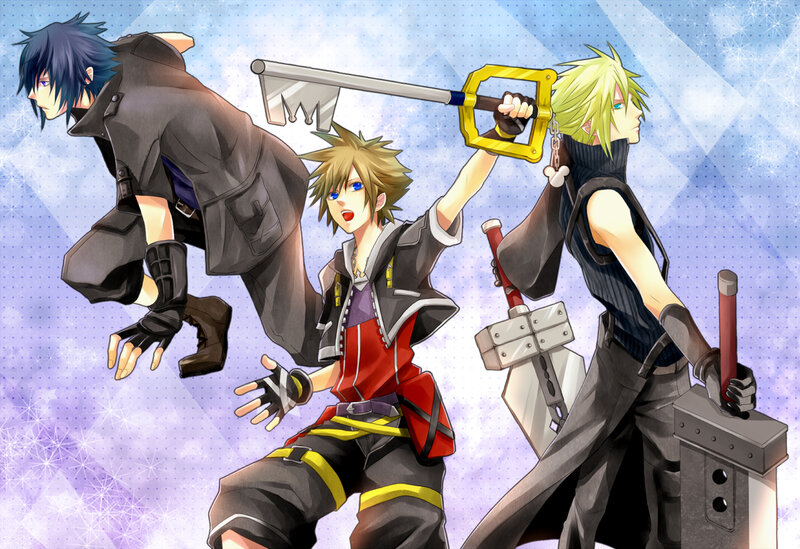 Three Male Characters — Blue, Dramatic, Anime
