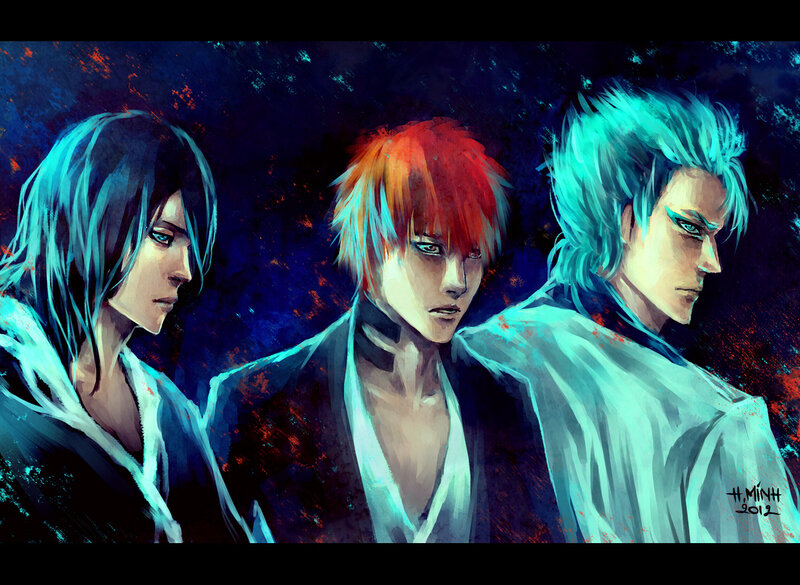 Three Male Characters — Blue, Dramatic