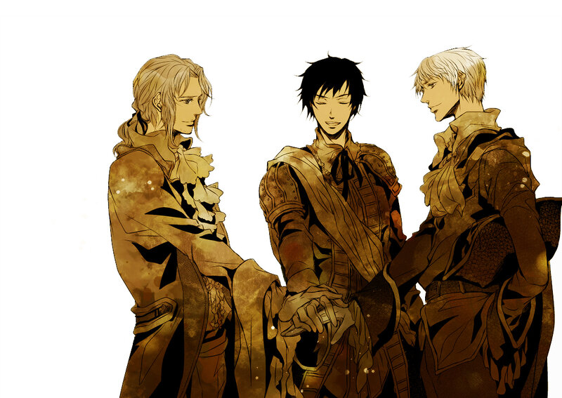 Three Male Characters — Brown, Dramatic