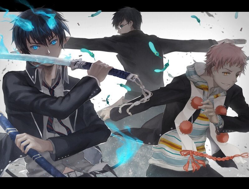 Three Male Characters Fighting — Black, Dramatic