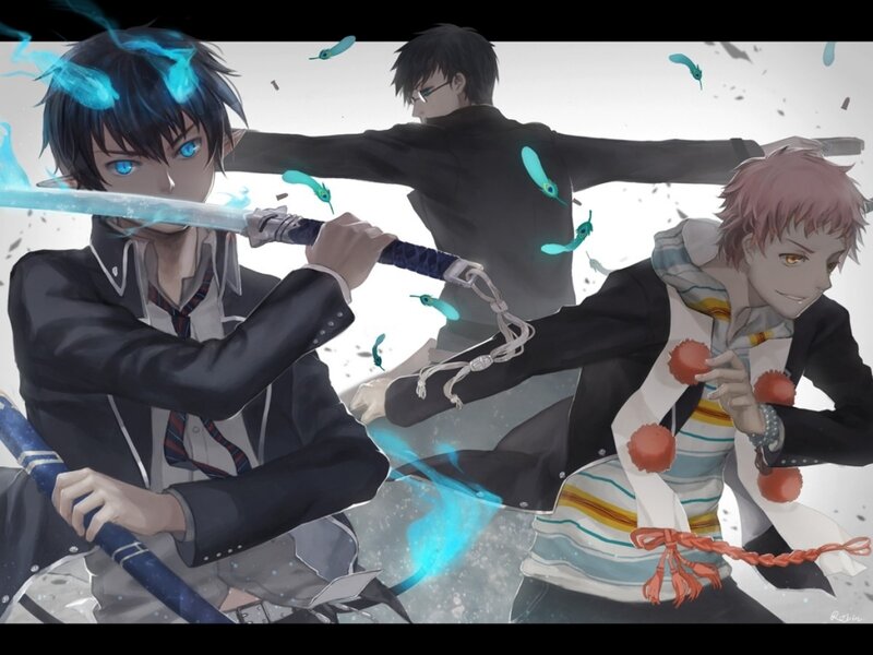Three Male Characters Fighting — Black